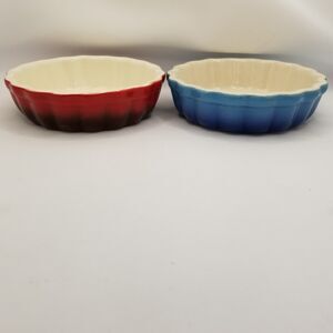ROCQ Parisian Patisserie 5" Tart Flan Quiche Baking Ramekin Dish 1 blue 1 ombre